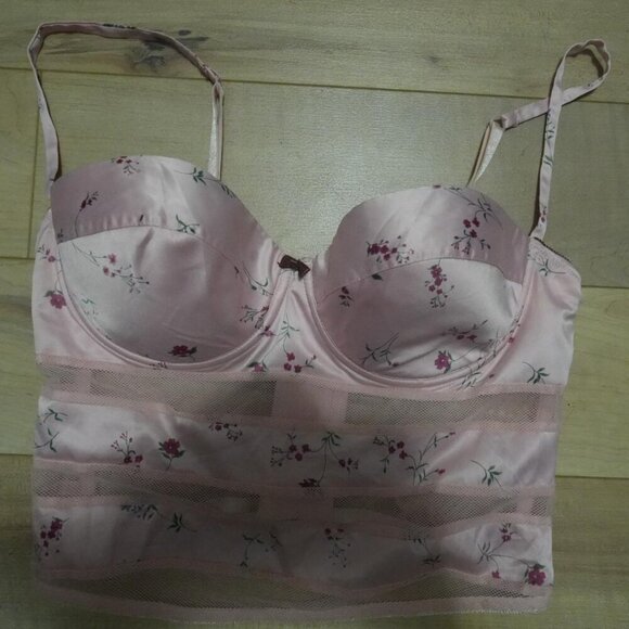 💗 Pink Floral Mesh Corset Top – Size M 💗 - Picture 3 of 3